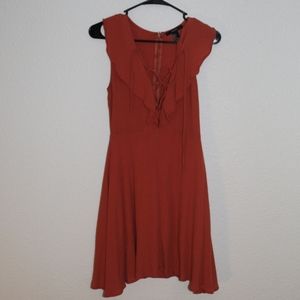 Ruffle Lace Up Dress